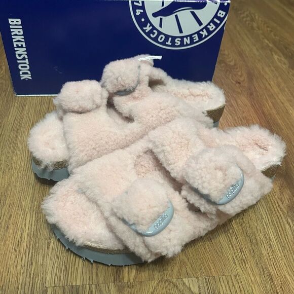 BIRKENSTOCK PAPILLIO pink fur sandals shoes women’s eur 39 new - Picture 3 of 9